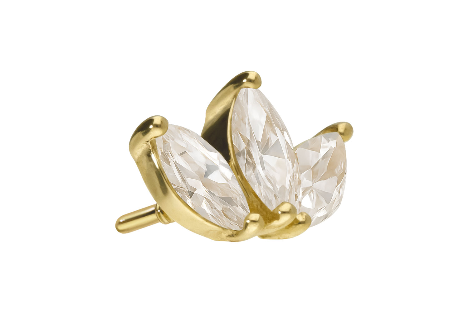 14 Karat Gold Schraubaufsatz mit Außengewinde MOISSANIT-LOTUSBLÜTE von Piercingline